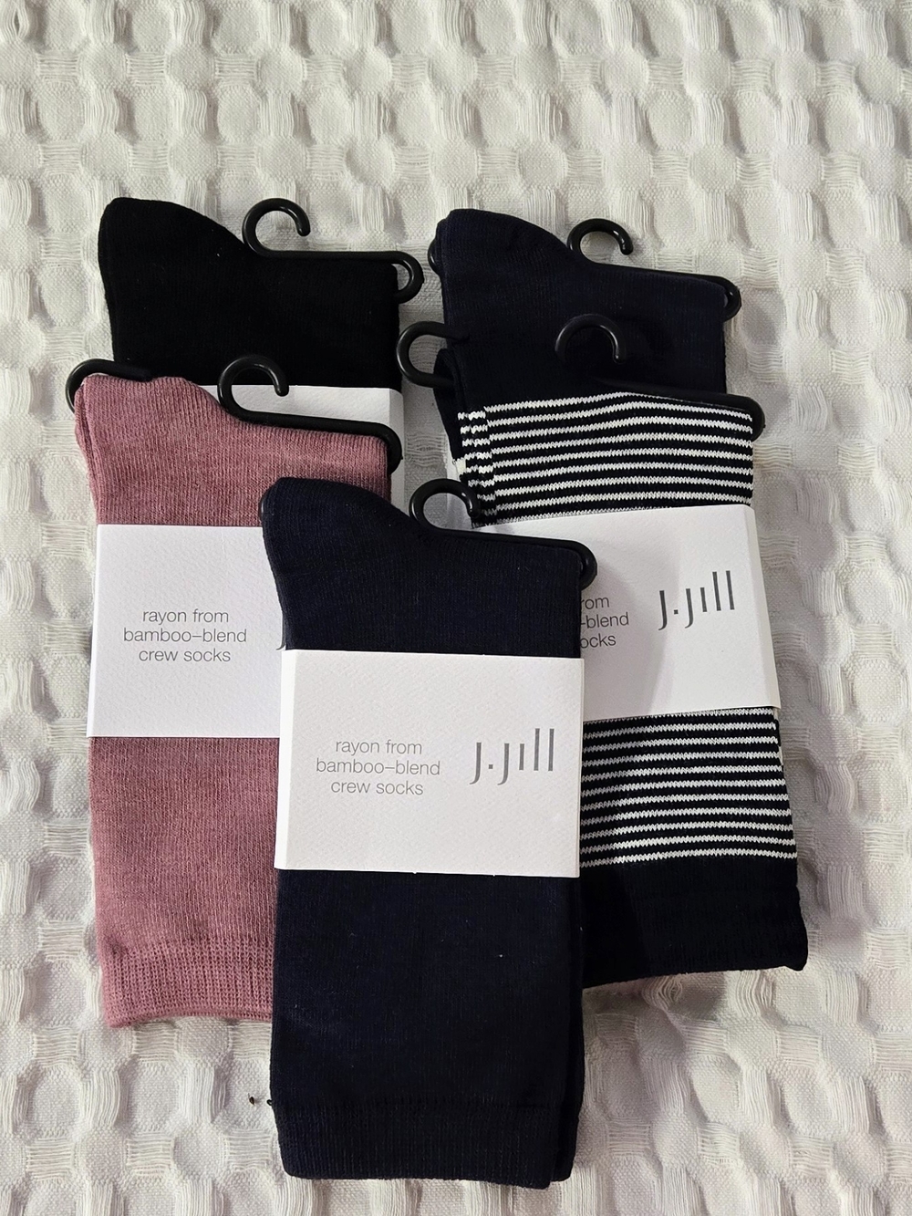 (5) Pair J. Jill Women's Bamboo-Blend Crew Socks - Black, Navy & Mauve